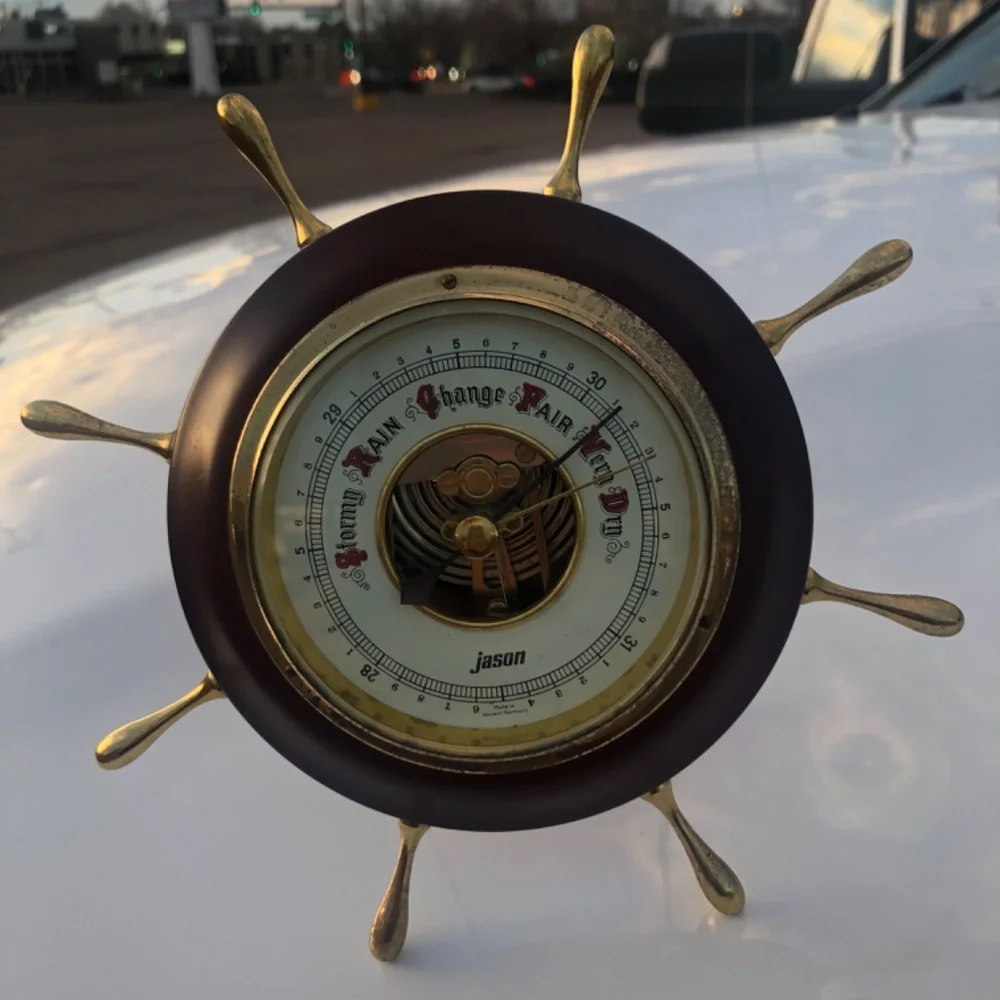 Vintage Jason Ship Wheel Aneroid Barometer-Works-Tested with Air Pressure